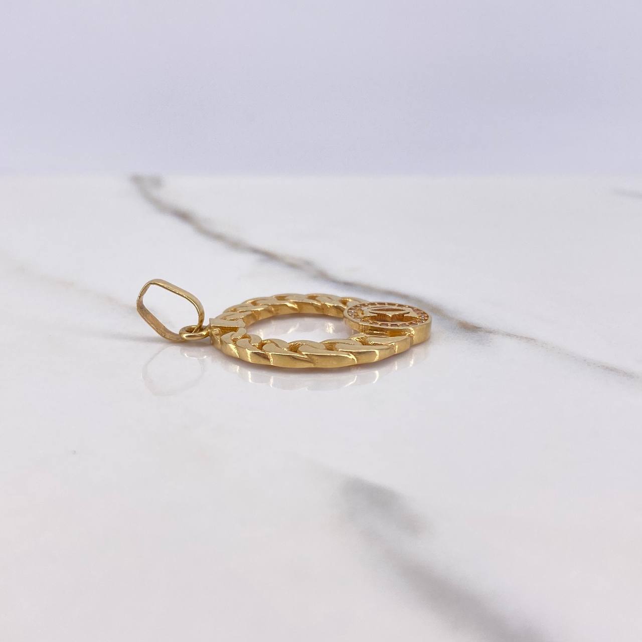 Pendant Cuban O 4.55gr / 3.5cm / White Zircons Yellow Gold $