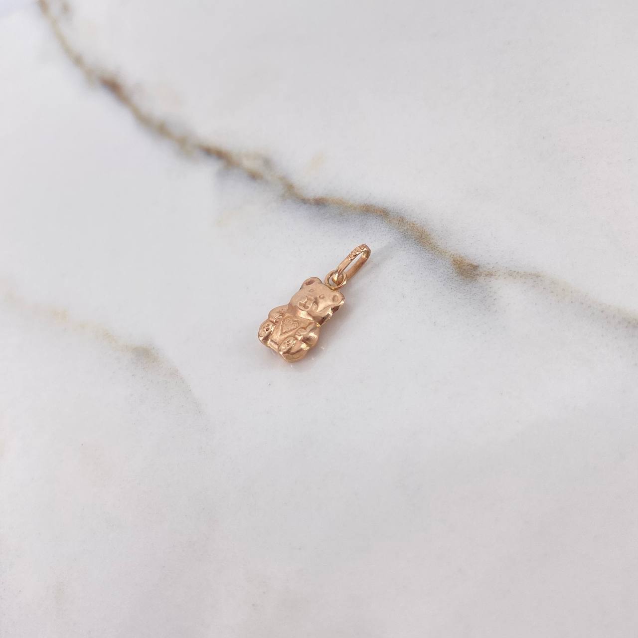 Pendant Teddy Bear 0.5gr / 1.5cm / Smooth Rose Gold $