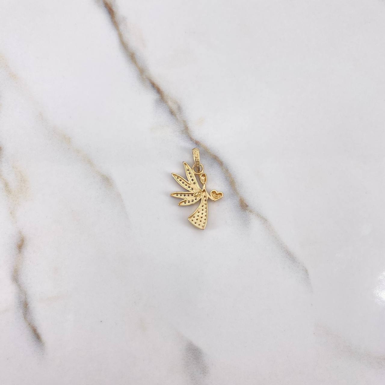 Pendant Angel Corazon 2.3gr / 2.4cm / White Zirconia Two Yellow and White Gold $