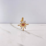 Pendant Heart Sparkles 4.3gr / 3.6cm / White Fuchsia Zircons Two Yellow White Gold $