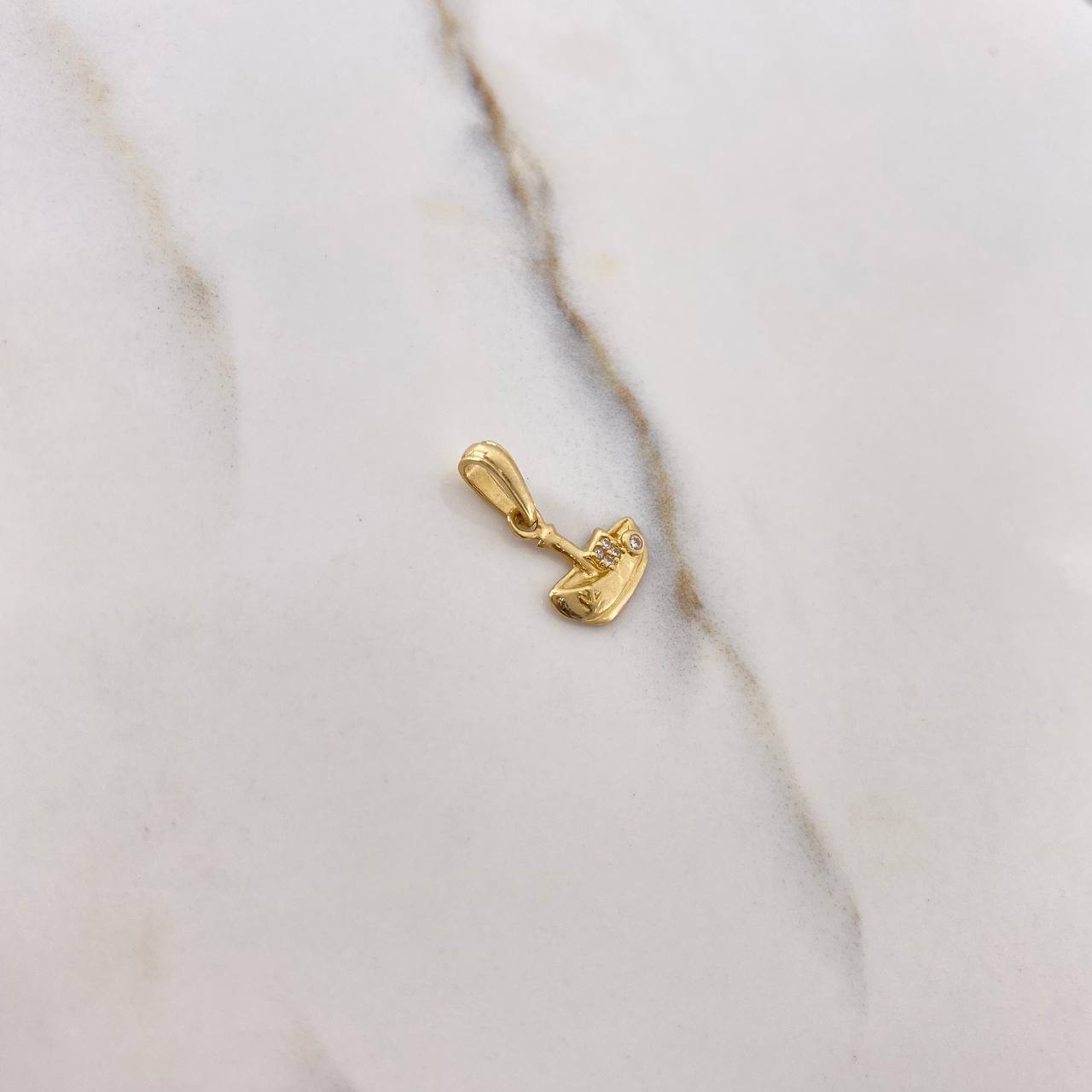 Pendant Boat 0.75gr / 1.5cm / White Zircons Yellow Gold $