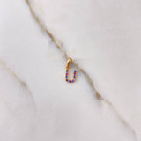 Pendant Letter U 0.55gr / 1.5cm / Colored Zircons Yellow Gold $