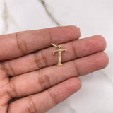 Pendant Letter T 0.65gr / 1.7cm / White Zircons Yellow Gold $