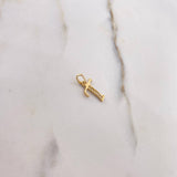 Pendant Letter T 0.65gr / 1.7cm / White Zircons Yellow Gold $