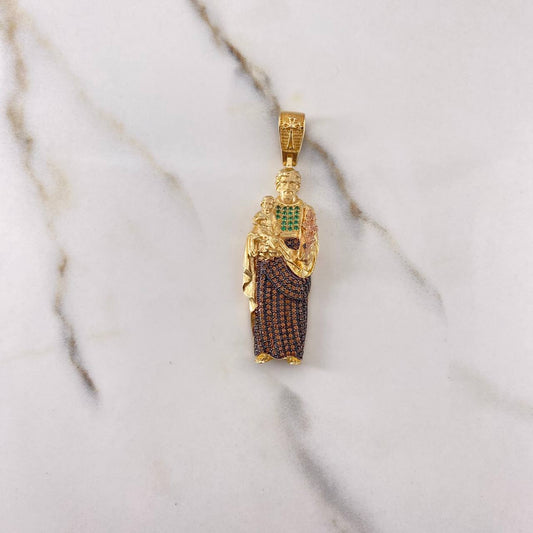 Pendant San Jose 12.4gr / 5.5cm / Green Brown Zircons Two Yellow Rose Gold &