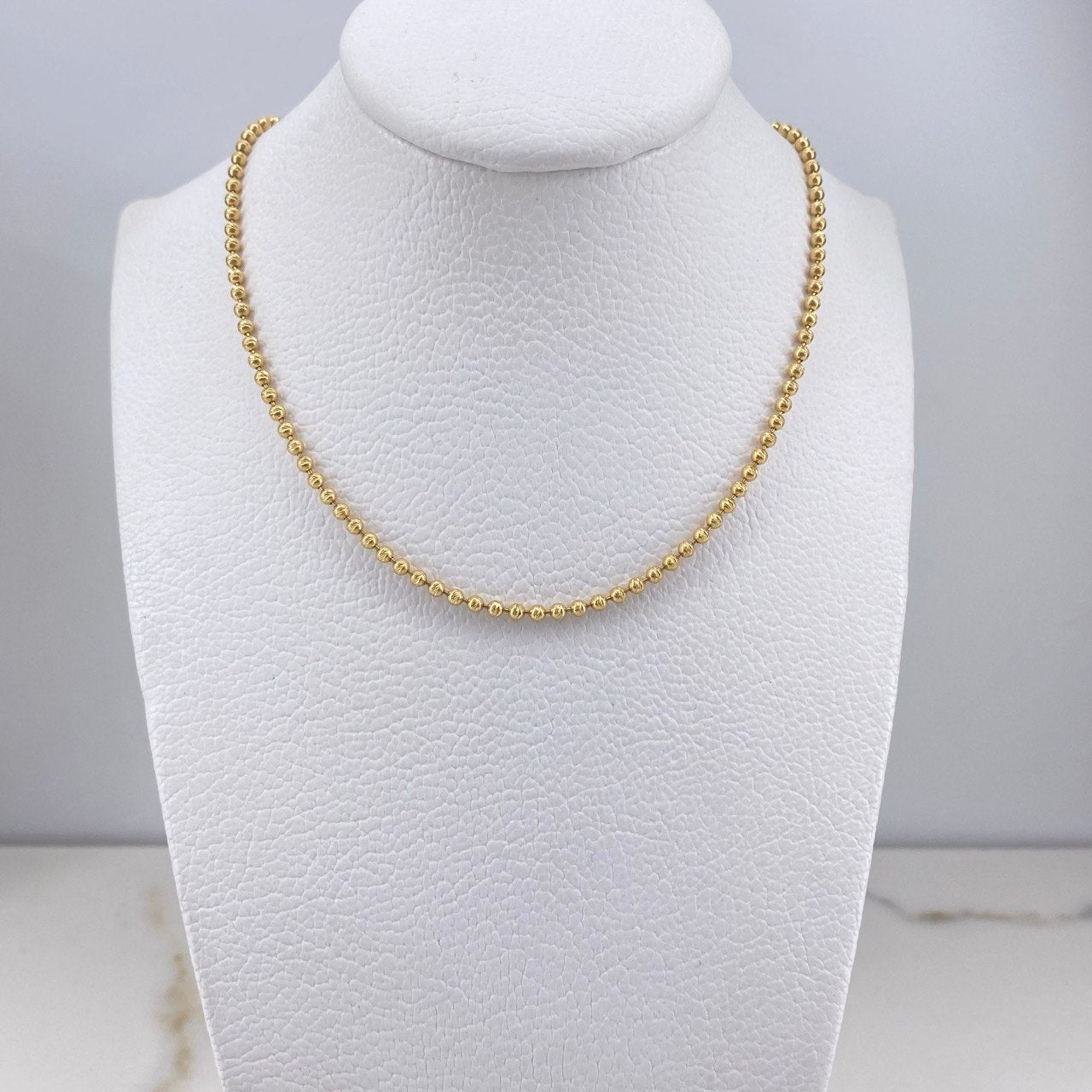 Military Chain 9.3gr / 45cm / 1.95mm Beads Diamond Cut Yellow Gold +3 $