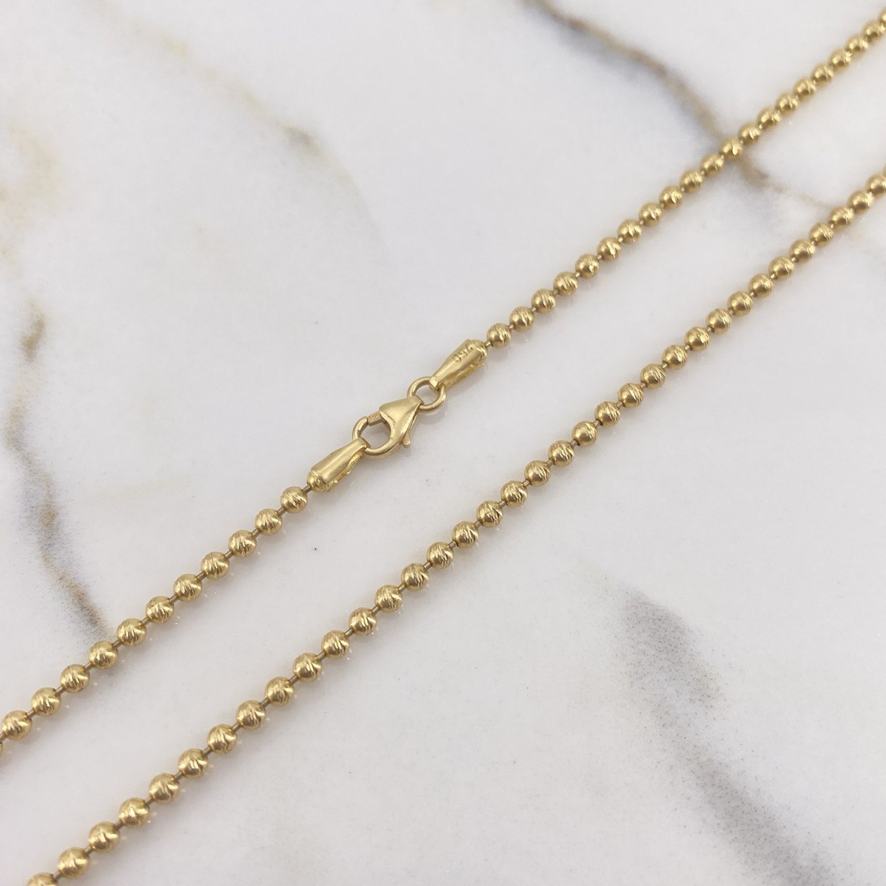 Military Chain 9.3gr / 45cm / 1.95mm Beads Diamond Cut Yellow Gold +3 $