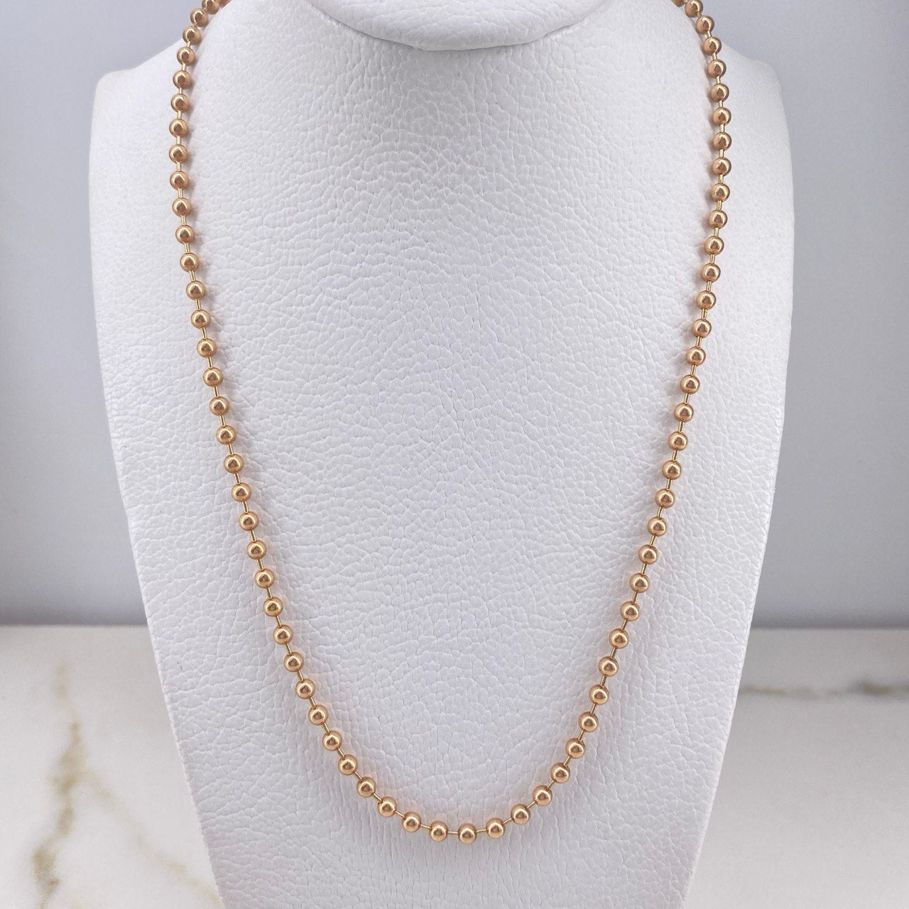 Cadena Militar 18.55gr / 65cm / 3mm Bolas Lisas Oro Rosa +3 $