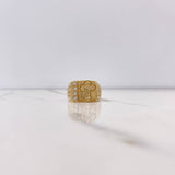 Gothic Cross Signet Ring 6.15gr / Size 11 / White Zircons Yellow Gold$