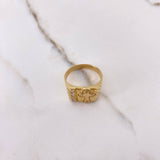 Gothic Cross Signet Ring 6.15gr / Size 11 / White Zircons Yellow Gold$