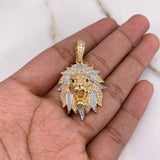 Pendant Lion 8gr / 3.8cm / Black and White Zircons Two Yellows Gold White &