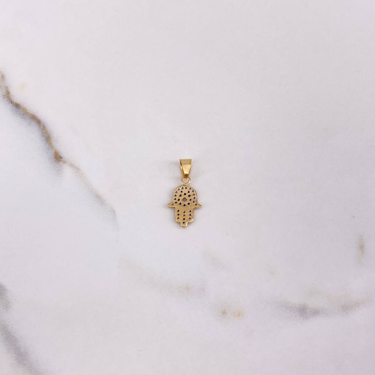 Pendant Hamsa Hand 1.1gr / 2.1cm / Blue Zircons Yellow Gold $