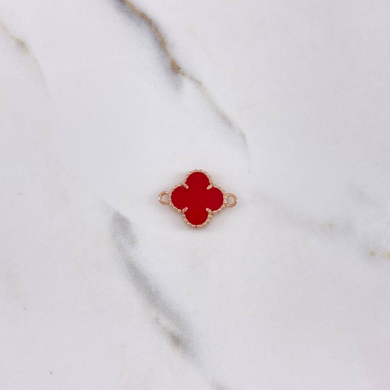Charm Clover 3.35gr / 2.1cm / Red Ceramic Rose Gold $
