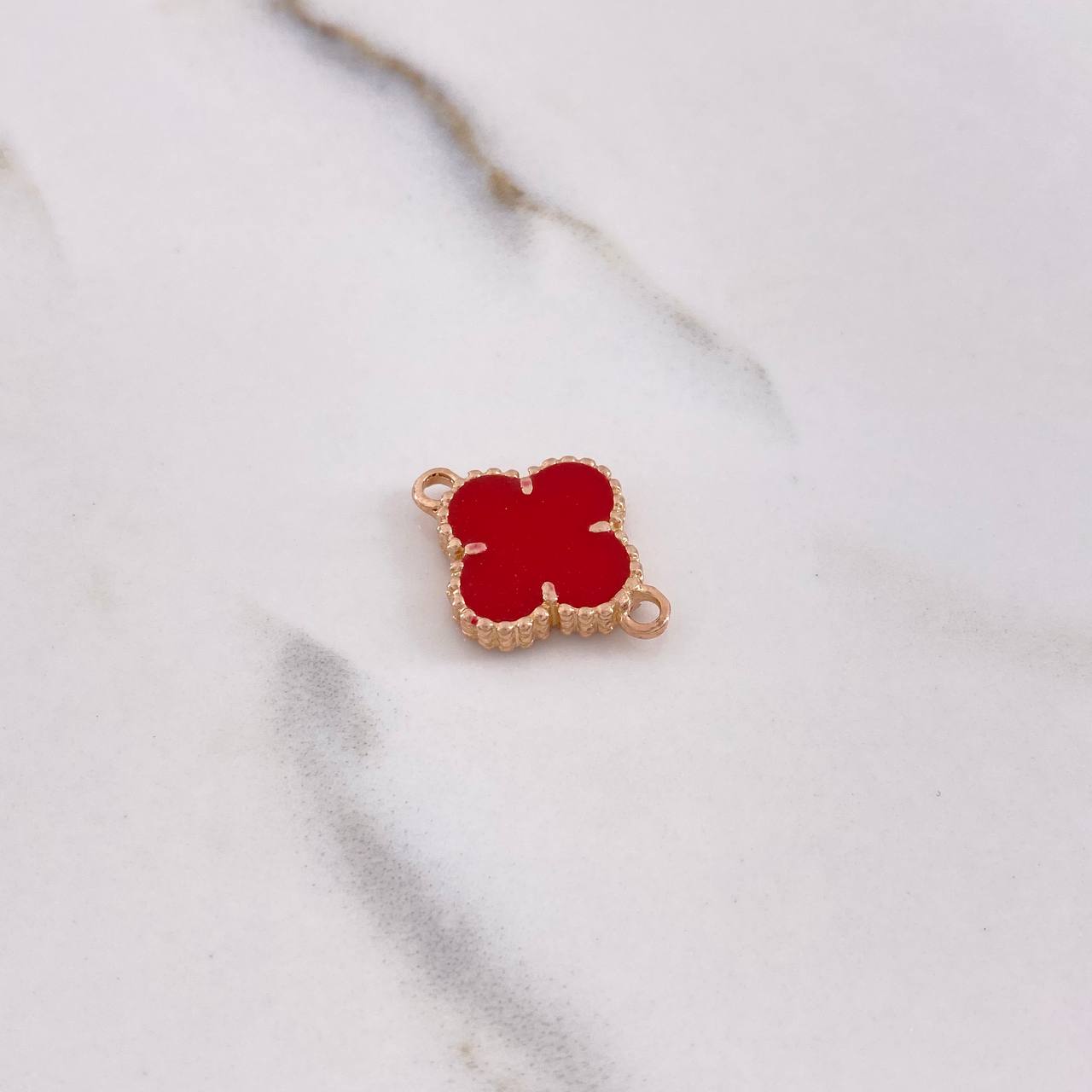Charm Clover 3.35gr / 2.1cm / Red Ceramic Rose Gold $