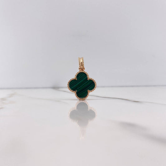 Pendant Clover  3.35gr / 2.6cm / Green Malachite Rose Gold &