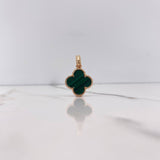 Pendant Clover  3.35gr / 2.6cm / Green Malachite Rose Gold &
