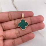Pendant Clover  3.35gr / 2.6cm / Green Malachite Rose Gold &