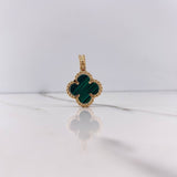Pendant Clover 6.15gr / 3cm / Green Malachite Yellow Gold $