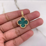 Pendant Clover 6.15gr / 3cm / Green Malachite Yellow Gold $