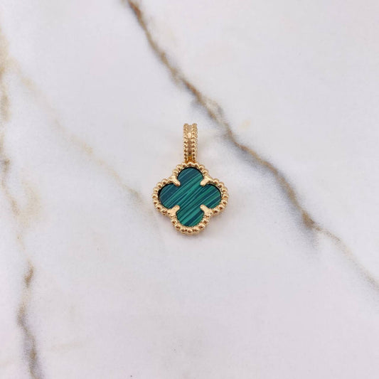 Pendant Clover 6.15gr / 3cm / Green Malachite Yellow Gold $