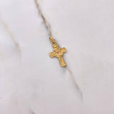 Pendant Cross Face Christ 1.9gr / 2.7cm / Matte Yellow Gold $