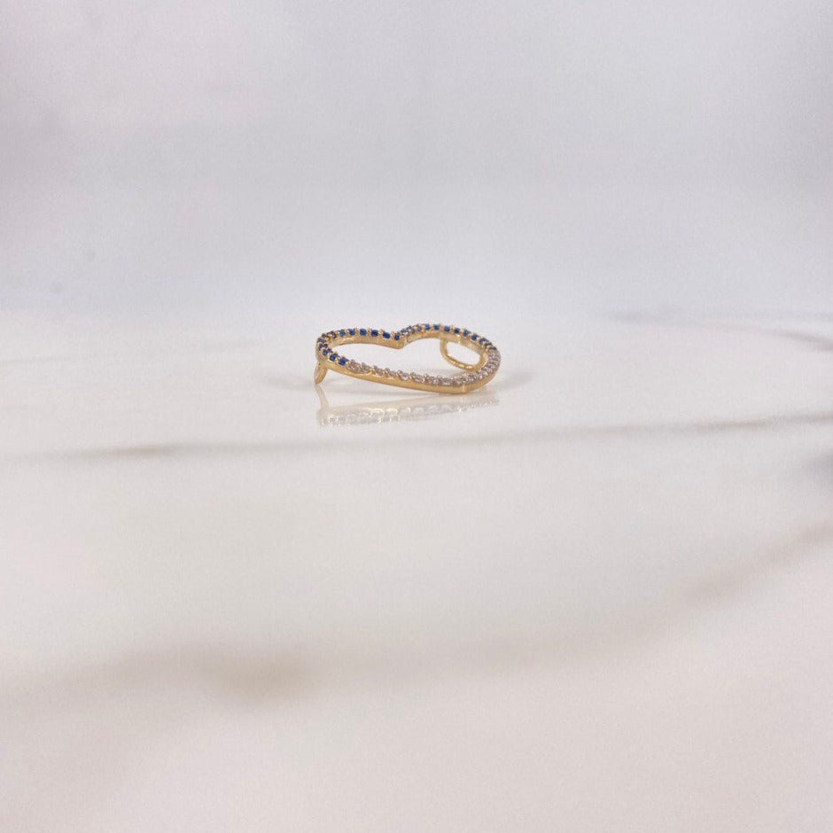 Charm Heart 1gr / 1.7cm / White Blue Zircons Yellow Gold $