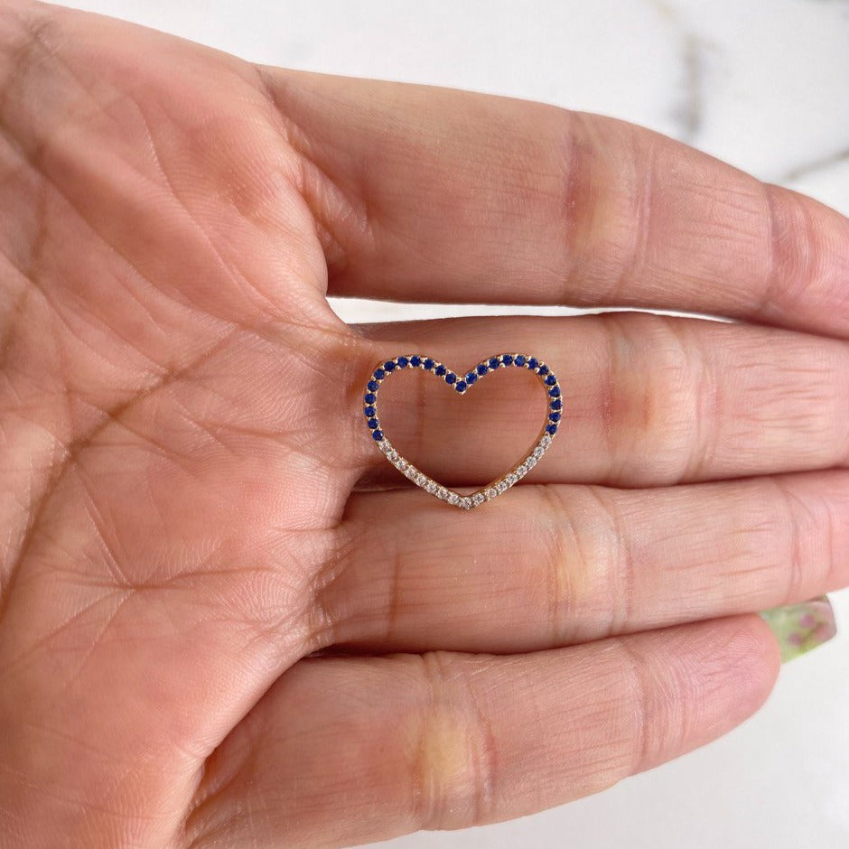 Charm Heart 1gr / 1.7cm / White Blue Zircons Yellow Gold $