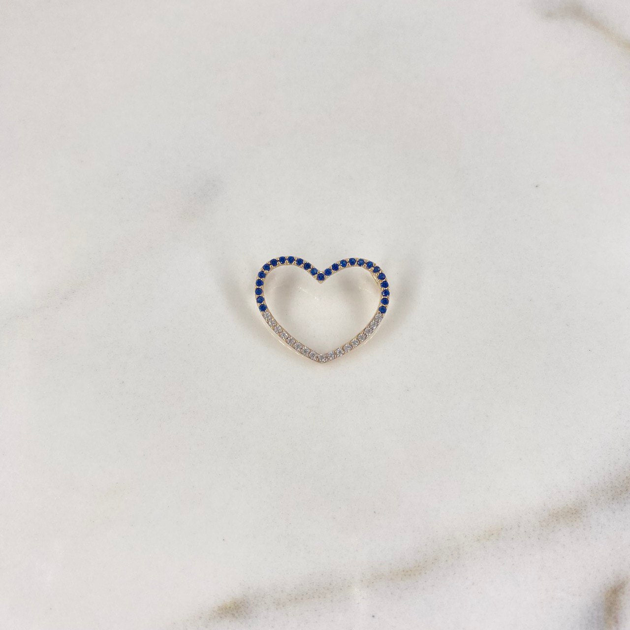 Charm Heart 1gr / 1.7cm / White Blue Zircons Yellow Gold $