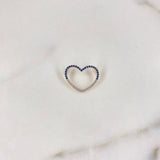 Charm Heart 1gr / 1.7cm / White Blue Zircons Yellow Gold $