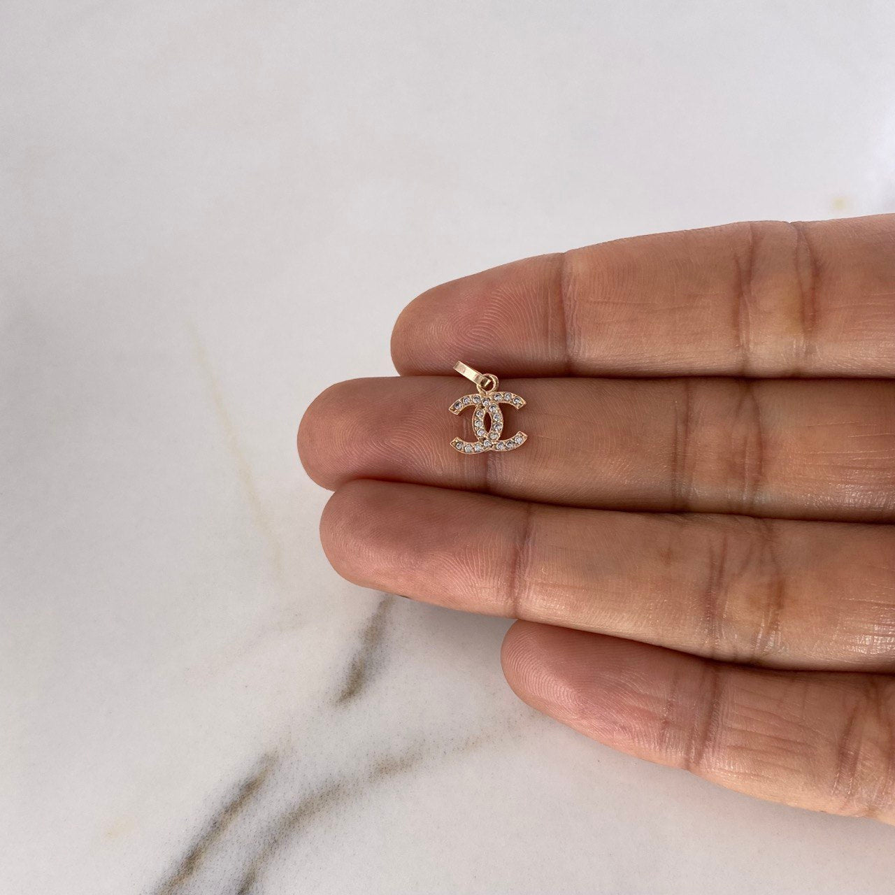 Pendant CC 0.5gr / 1.4cm / White Zirconia Rose Gold $