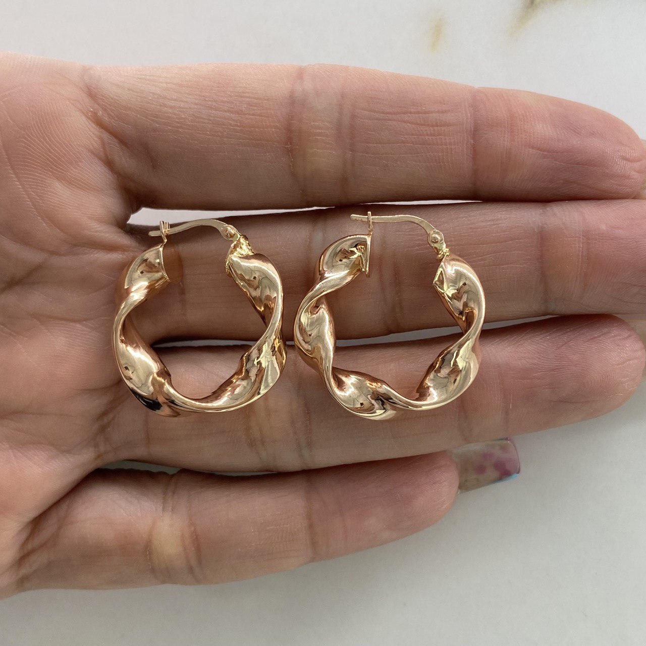 Hoop Earrings Azir Braided 5.05gr / 2.5cm / Polished Rose Gold &