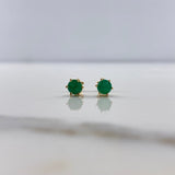 Stud Earrings Circle 1.3gr / 1.3cm / Emerald 76pts Six Claws Yellow Gold (Jewel) $