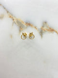 Stud Earrings Ring 0.95gr / White Zircon Yellow Gold &