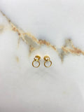 Stud Earrings Ring 0.95gr / White Zircon Yellow Gold &
