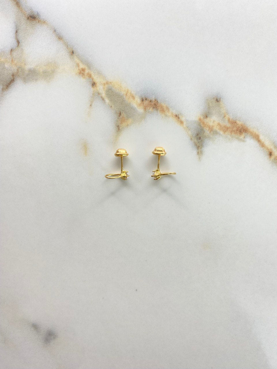 Stud Earrings Ring 0.95gr / White Zircon Yellow Gold &