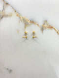 Stud Earrings Ring 0.95gr / White Zircon Yellow Gold &