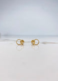 Stud Earrings Ring 0.95gr / White Zircon Yellow Gold &