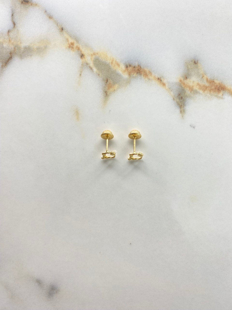 Stud Earrings Bear TS 0.65gr / White Zircon Silhouette Yellow Gold &