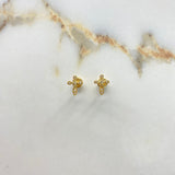 Stud Earrings Cross 0.95gr / White Zircons Yellow Gold &