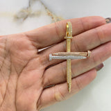 Dije Cruz Clavo 8.35gr / 6cm / Circones Blancos Tres Oros $