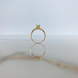 Solitaire Ring Petals 2.35gr / Size 6 3/4 / White Zircons Two Yellow and White Gold &