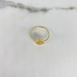 Ring Circle Flower 1.4gr / Size 7 3/4 / White Zircons Yellow Gold &