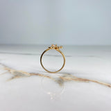 Ring Solitaire Flower 2.7gr / Size 6 1/4 / White Zircons Yellow Gold &