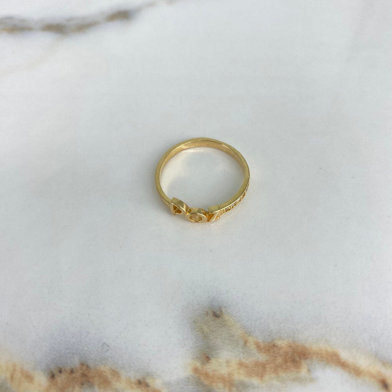 Ring Peace 2gr / T7 / White Zircons Yellow Gold &