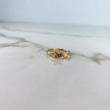 Ring I Love 1.9gr / T7 / Fuchsia Blue Zircons Yellow Gold &