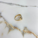 BV Ring 5.35gr / Size 7 3/4 / White Zircons Yellow Gold &