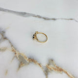 Dryad Flower Ring Crown 3.2gr / Size 6 3/4 / Black and White Zircons Yellow Gold &