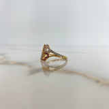 Four Hearts Ring 3.2gr / Size 6 3/4 / White Fuchsia Zircons Two Yellow White Golds &