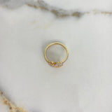 Four Hearts Ring 3.2gr / Size 6 3/4 / White Fuchsia Zircons Two Yellow White Golds &