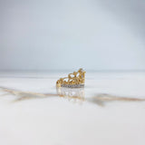 Crown Ring 4.75gr / Size 6 / White Zircons Two-tone Yellow and White Gold &